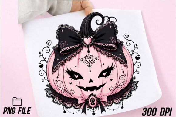 Download Gothic Coquette Pumpkin Halloween PNG - Premium Resources